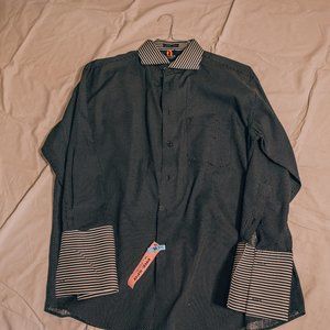 JOHN SPARKS BLACK & WHITE COLLARD SHIRT (Cufflinks) SIZE 17 NECK 32/33 ARMS
